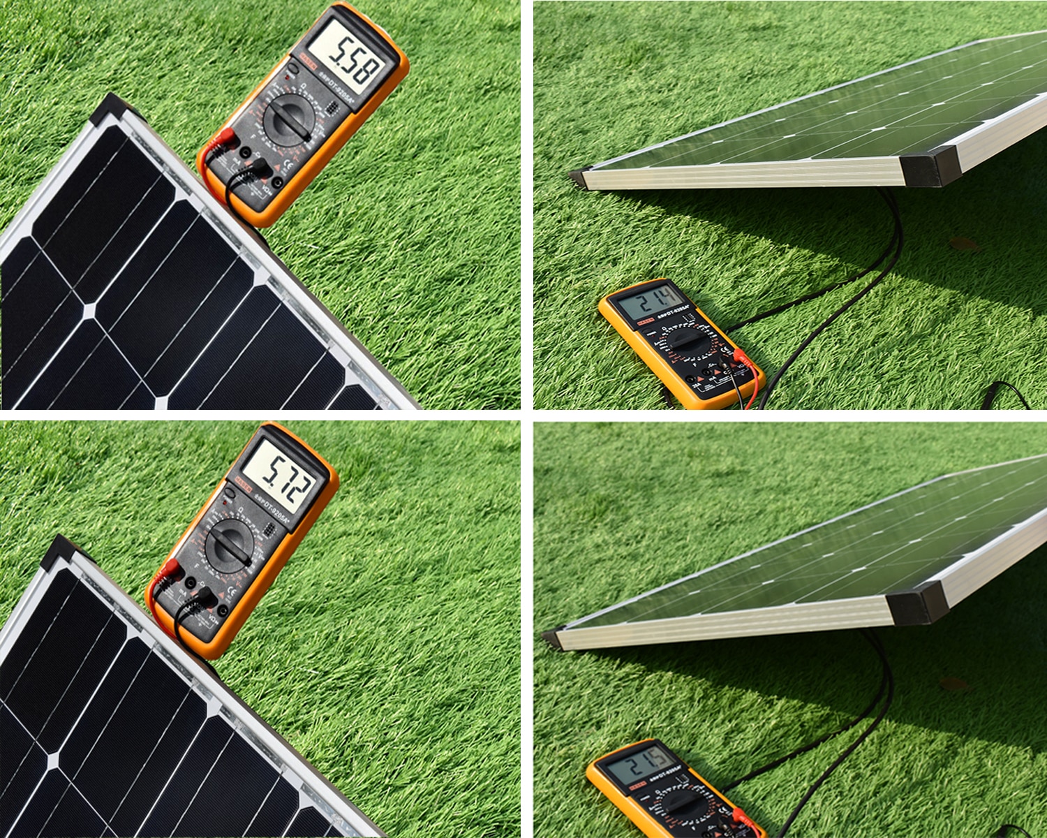Solární set, 2x solární panel v hliníkovém rámu 1170 x 540mm (celkem 200Wp), PWM Regulátor 20A, kabel pro připojení solárních panelů, kabel pro připojení k baterii 12 nebo 24V
