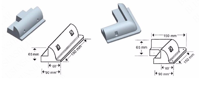 Držák pro solární panely, 4 díly včetně průchodky