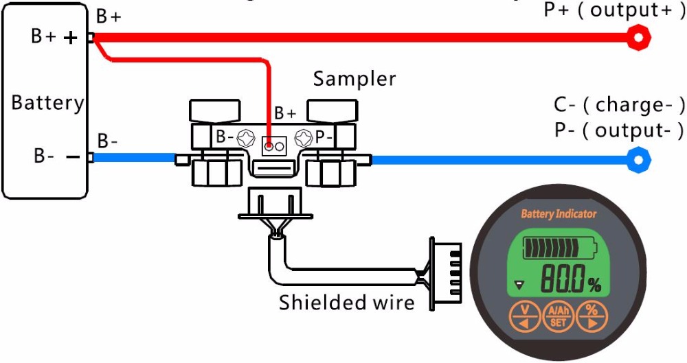 DC Sledovač stavu baterie 50A, sledování aktuálního odběru energie, rozsah napětí 8–80V