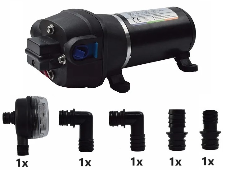 Tlakové membránové čerpadlo 17l/min, tlak 40PSI (2,8bar), napájení 12V