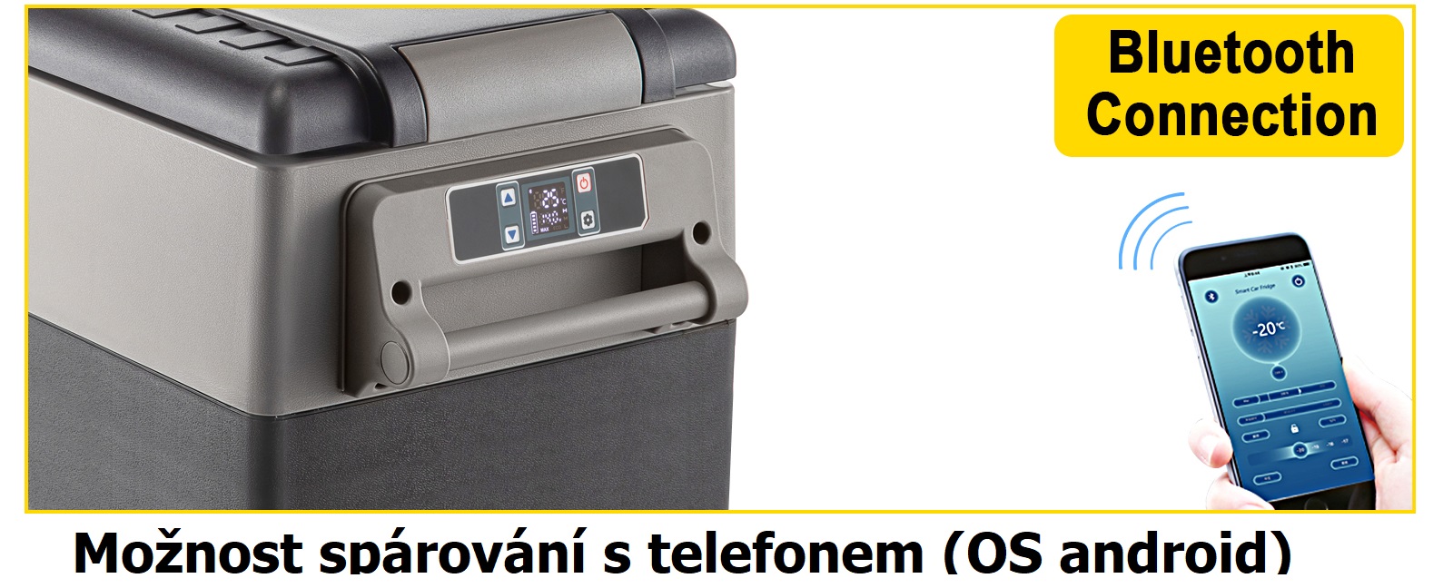 Autochladnička kompresorová, autolednice, objem 55l, napájení 12V, 24V nebo 230V, LCD displej, bluetooth aplikace