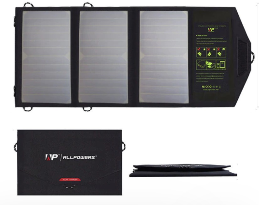 ALLPOWERS 21W, 5V, přenosný solární panel, solární nabíječka, USB konektor