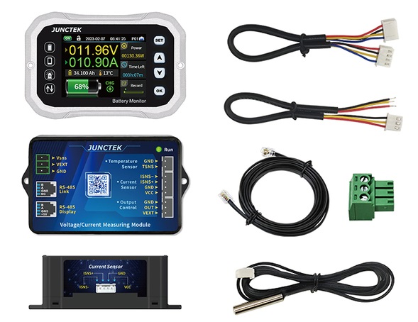 JT Sledovač stavu baterie a odpojovač pro baterie s napětím od 9 do 120V, proudová zátěž max. 100A, barevný displej, bluetooth aplikace