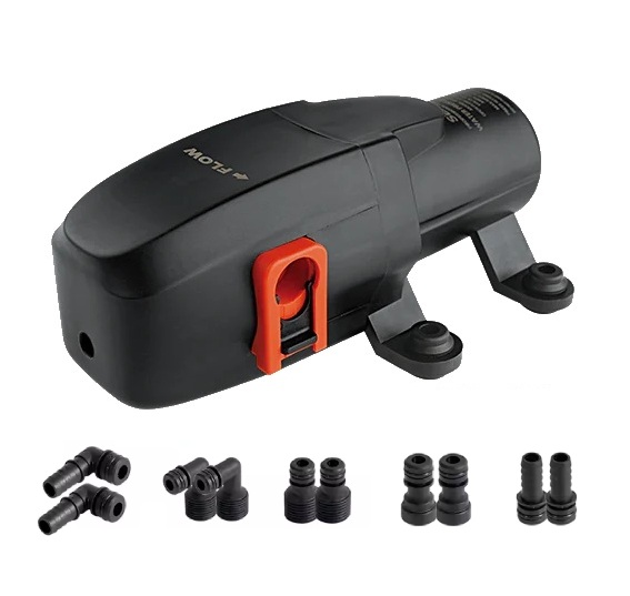 Tlakové membránové čerpadlo 5,6l/min, tlak 40PSI (2,8bar), napájení 24V