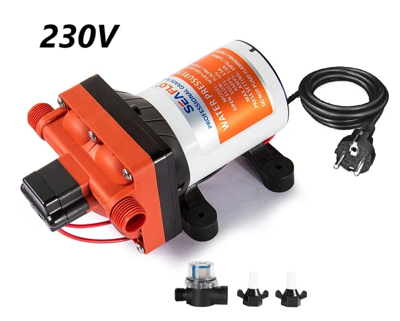 Tlakové membránové čerpadlo 11,3l/min, tlak 55PSI (3,8bar), napájení 230V, Seaflo