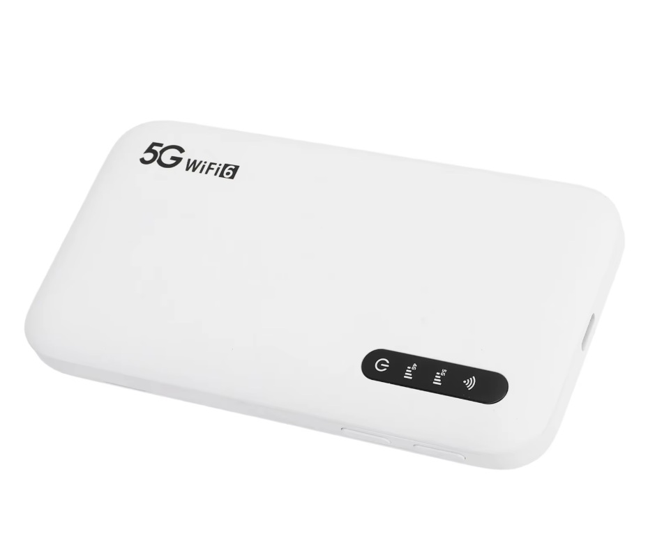 5G Mobilní Wi-Fi modem, hotspot pro SIM kartu, WIFI6 2,4 a 5,8Ghz, baterie 6100mAh, pro 16 zařízení, bílý