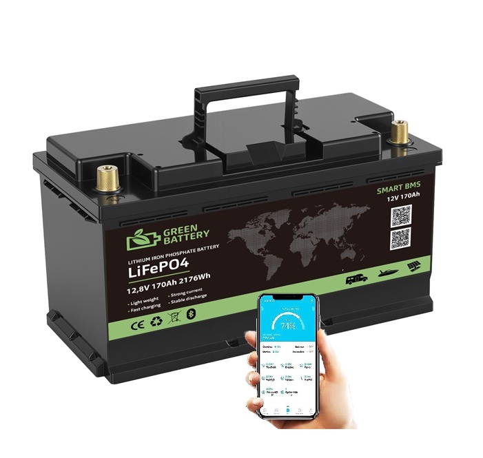 Baterie LiFePO4 12,8V 170Ah, 2176Wh, Lithium-železo-fosfátová baterie, smart BMS, s autokonektory