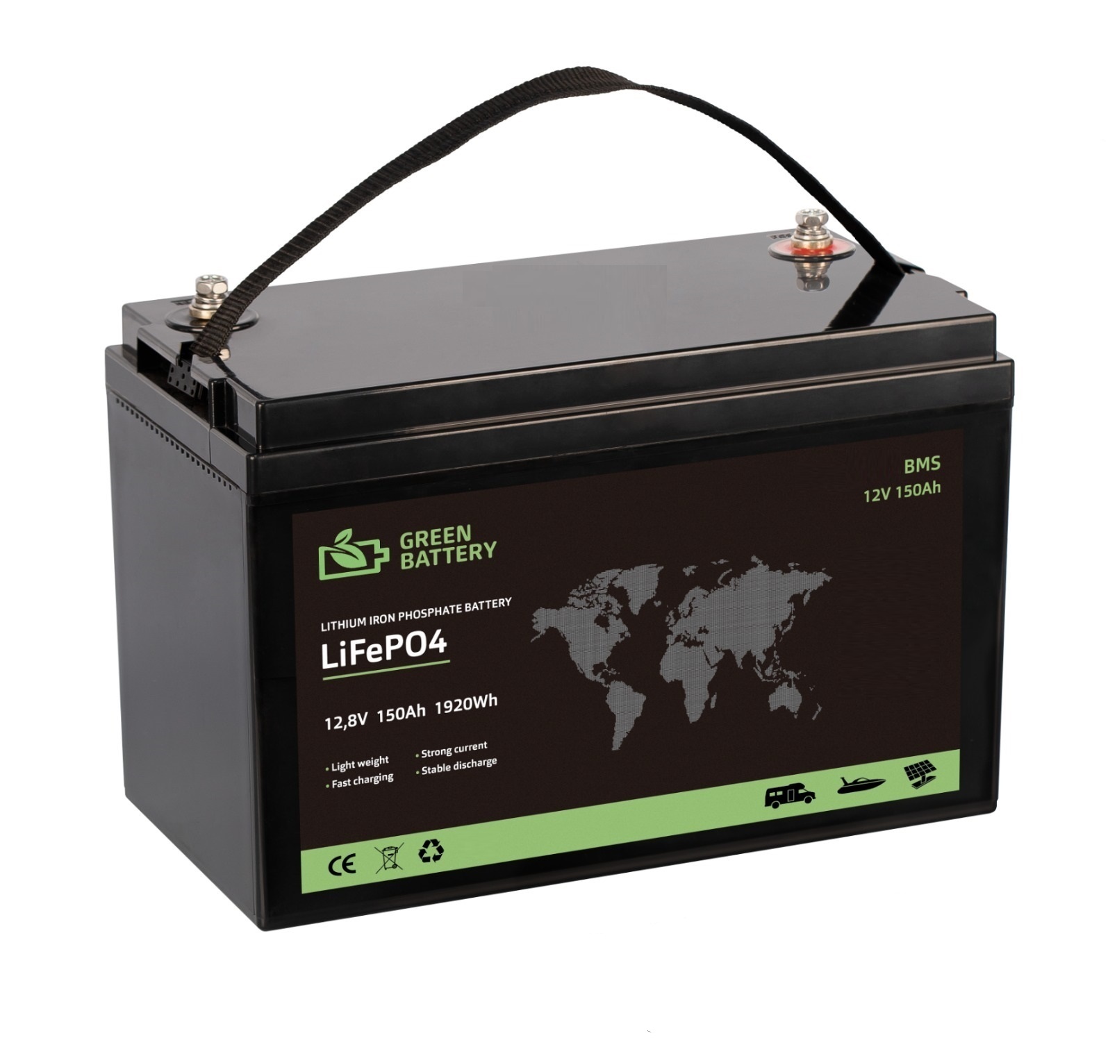 Baterie LiFePO4 12,8V 150Ah, 1920Wh, Lithium-železo-fosfátová baterie, BMS