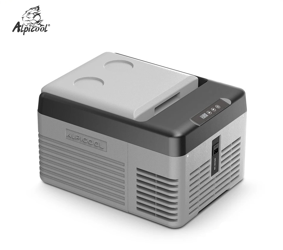 Autochladnička kompresorová Alpicool, autolednice, objem 9l, napájení 12V, 24V nebo 230V, LCD displej, šedá