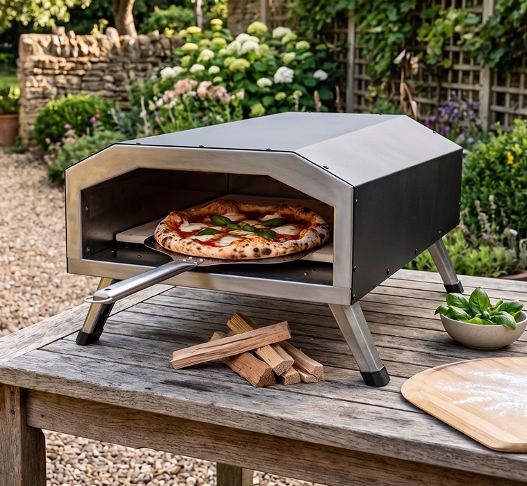 Stolní plynová pec na pizzu s výkonným 4 kW nerezovým hořákem