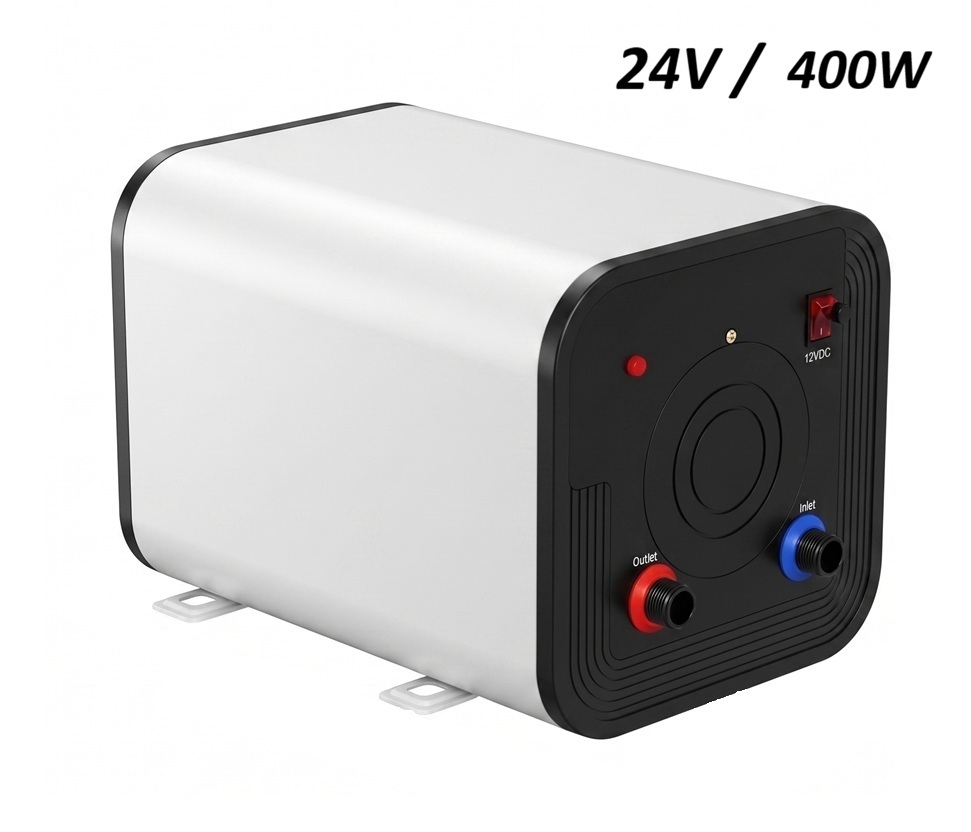 Elektrický nerezový bojler 10L pro kamiony, karavany, lodě s napětím 24V/400W (18A)