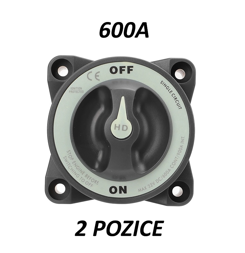 Robustní bateriový propojovač/odpojovač 600A - 2 pozice (ON, OFF)