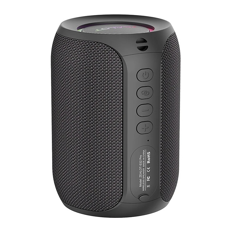 Bezdrátový reproduktor ZEO s výkonem 15W, barva černá, podpora bezdrátového Bluetooth, linkového vstupu AUX 3,5 mm, USB portu i slotu na TF karty, kapacita baterie 3000 mAh