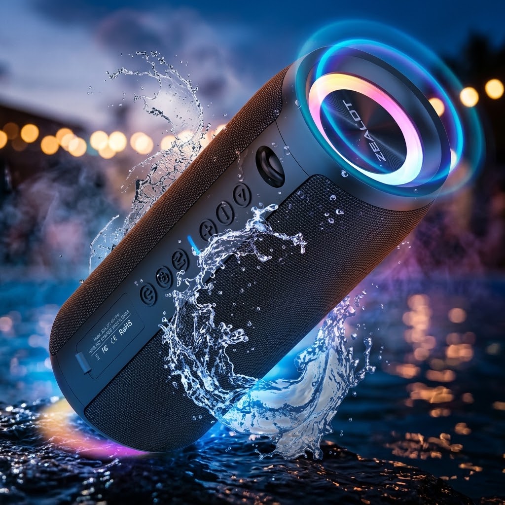 Bezdrátový reproduktor ZEO s výkonem 40W, barva černá, podpora bezdrátového Bluetooth, linkového vstupu AUX 3,5 mm, USB portu i slotu na TF karty, kapacita baterie 4000 mAh, IPX7