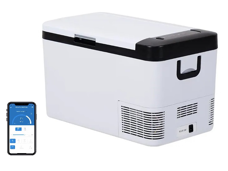 Autochladnička kompresorová, autolednice, objem 25l, napájení 12V, 24V nebo 230V, LCD displej, bluetooth aplikace