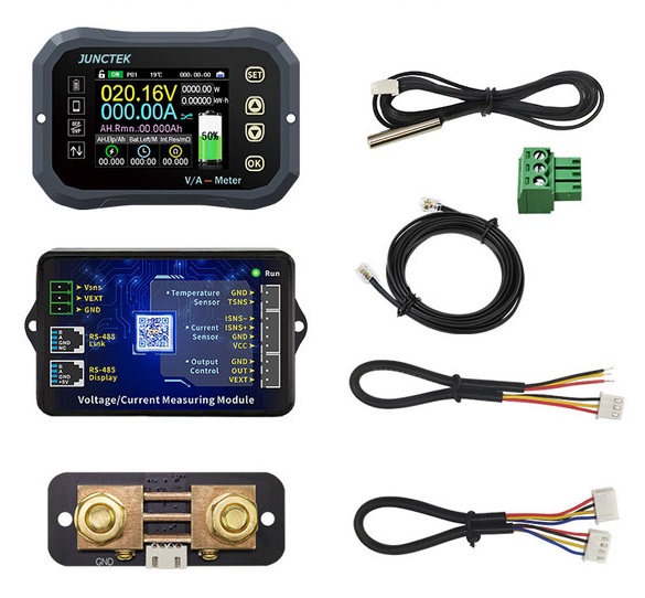 JT Sledovač stavu baterie a odpojovač pro baterie s napětím od 9 do 120V, proudová zátěž max. 100A, barevný displej, bluetooth aplikace, barva černá
