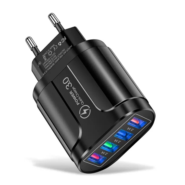 USB nabíječka 4x port QC3.0 rychlé nabíjení, 230V
