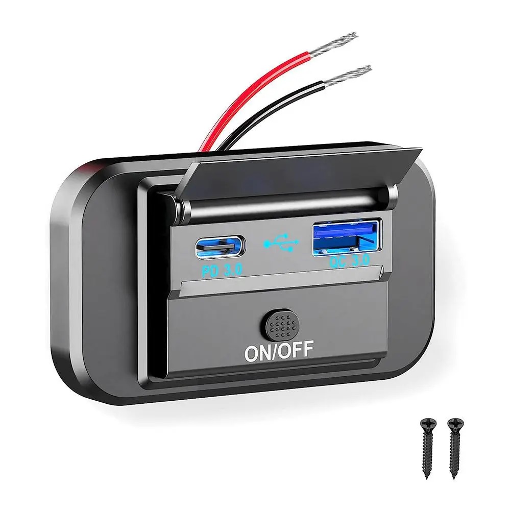 Duální USB nabíječka zásuvka pro nabíjení do karavanu dodávky nebo lodě 2x QC3 12V-24V