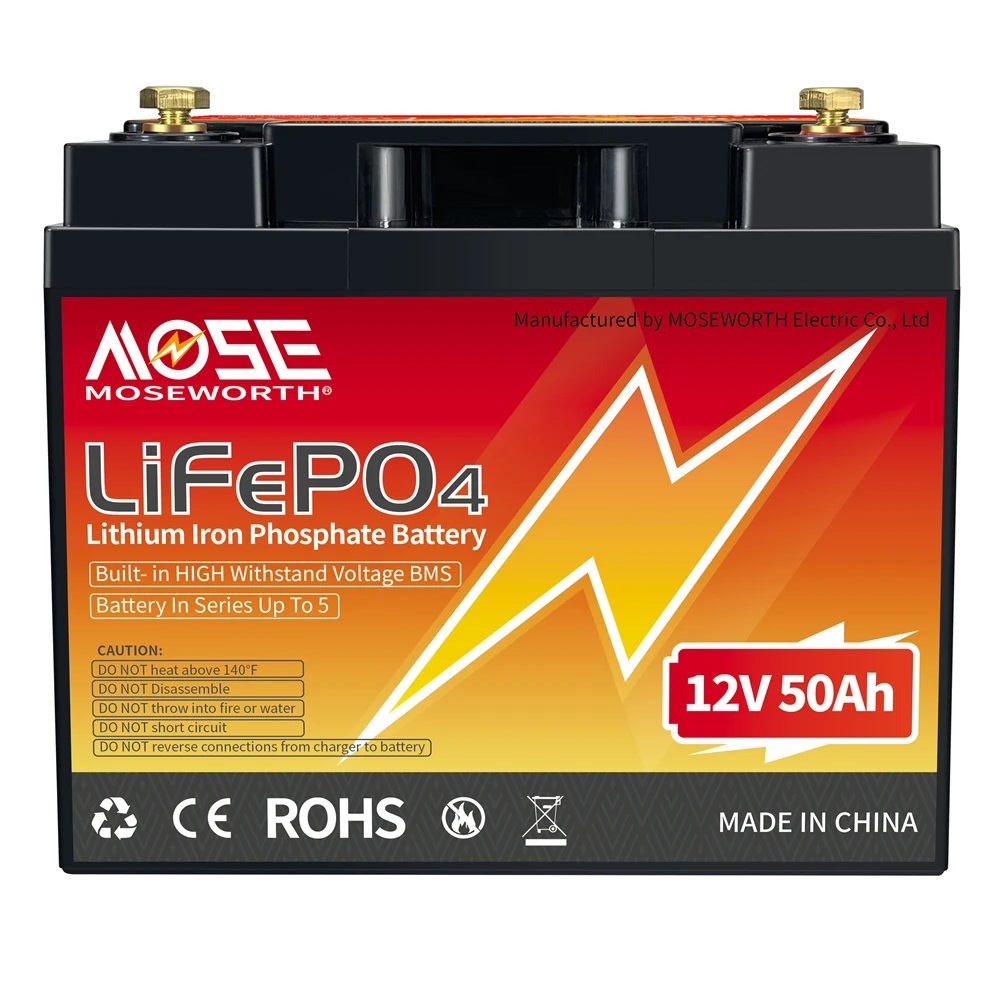 Baterie LiFePO4 12,8V 50Ah, 640Wh, včetně nabíječky 7A, Lithium-železo-fosfátová baterie, BMS