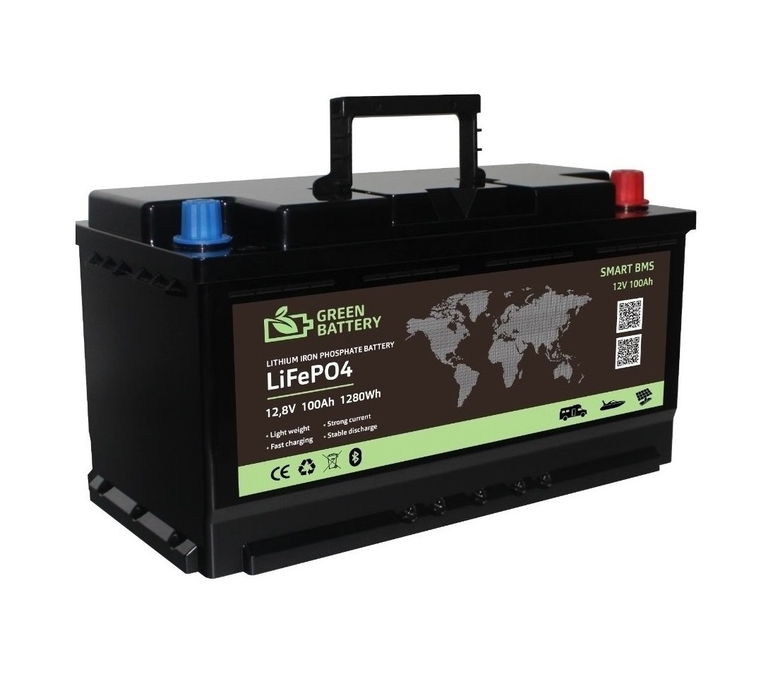 Baterie LiFePO4 12,8V 100Ah, 1280Wh,  bluetooth smart BMS, Lithium-železo-fosfátová baterie