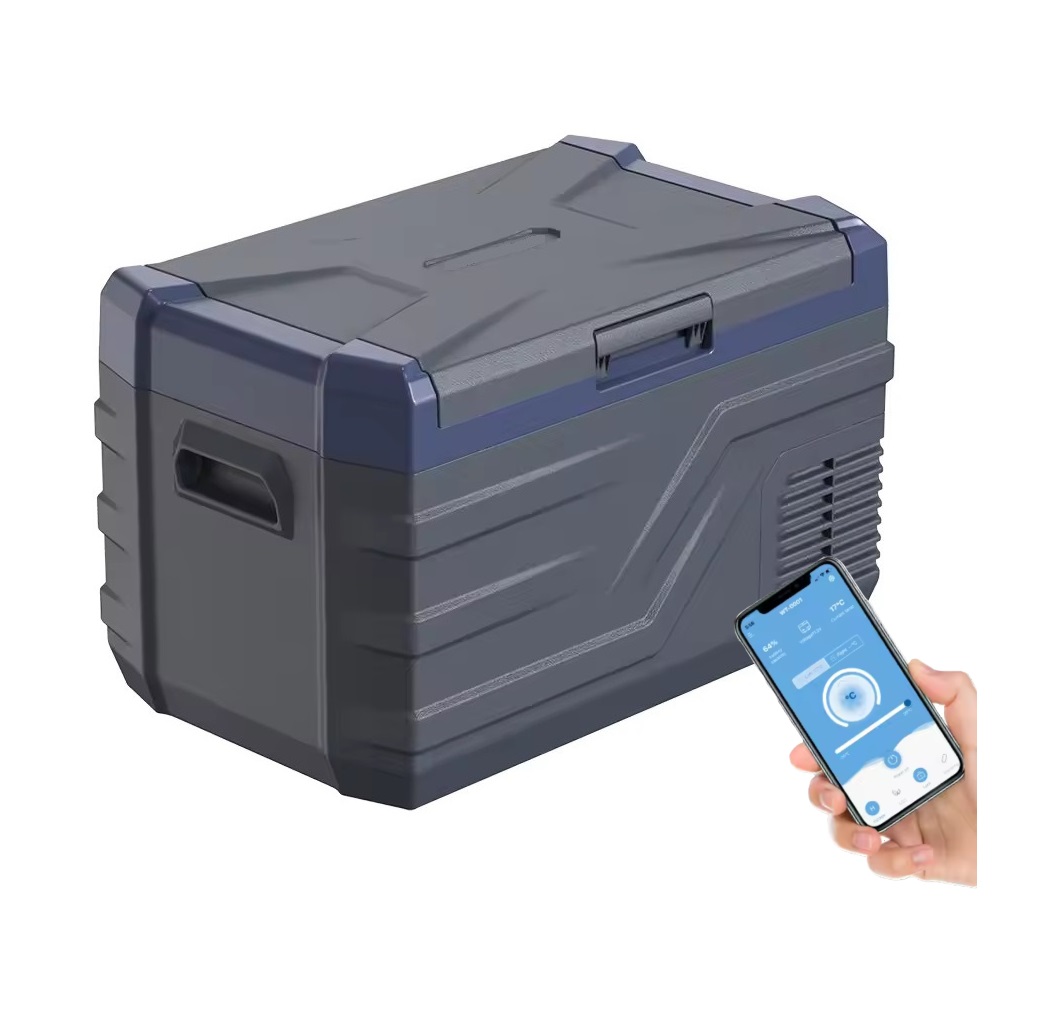 Autochladnička kompresorová, autolednice, objem 30l, napájení 12V, 24V nebo 230V, LCD displej, bluetooth aplikace, šedo-modrá