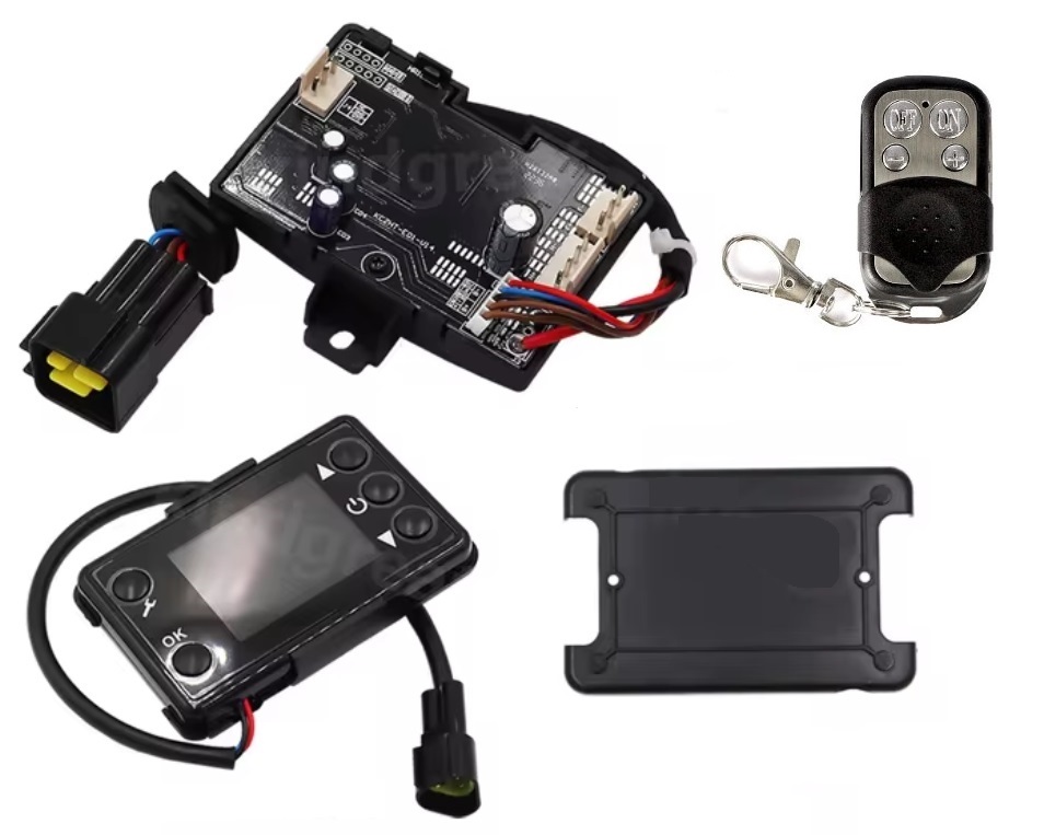 Instalační sada pro přechod na černý ovládací displej, pro topení 12V nebo 24V (2-8kW), řídící jednotka 12V, ovládací displej, dálkový ovladač, verze 2