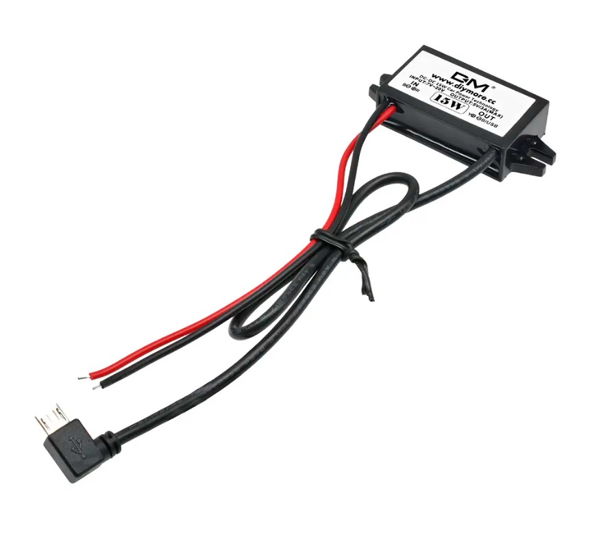 Měnič napětí z 12V a 24V na 5V (3A) 1x USB-micro 90°