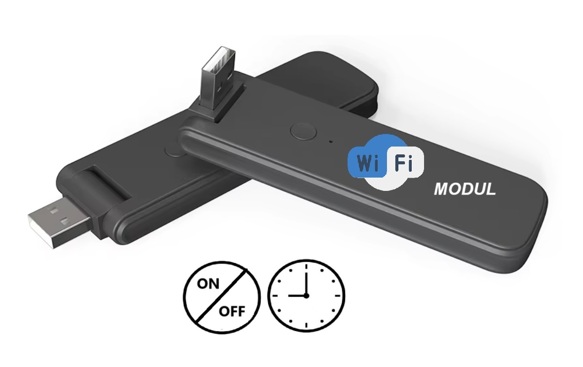 Wifi modul pro vzdálené zapínání/vypínání nezávislého topení prostřednictvím aplikace v mobilním telefonu včetně časovače, USB zásuvka ohebná