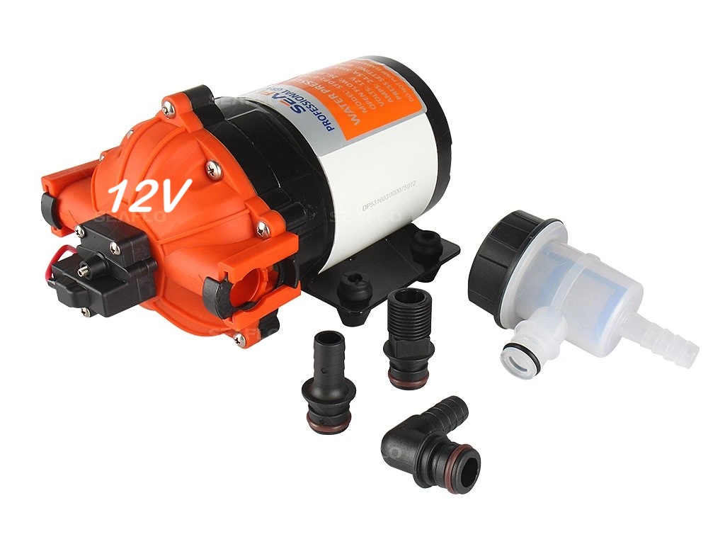 Tlakové membránové čerpadlo 26l/min, tlak 60PSI (4,2bar), napájení 12V, Seaflo