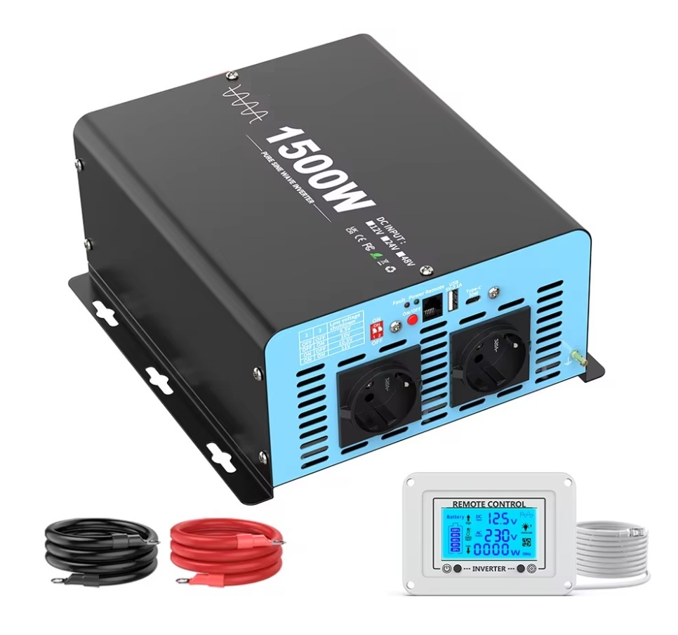 Měnič napětí z 12/230V 1500W, porty USB, PD 30W, vzdálený kontrolní panel, čistý sinus