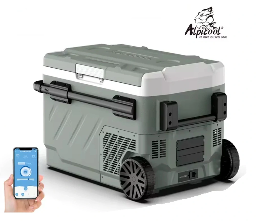 Autochladnička kompresorová Alpicool, dvouzonová autolednice, objem 40l, napájení 12V, 24V nebo 230V, LCD displej, Bluetooth aplikace