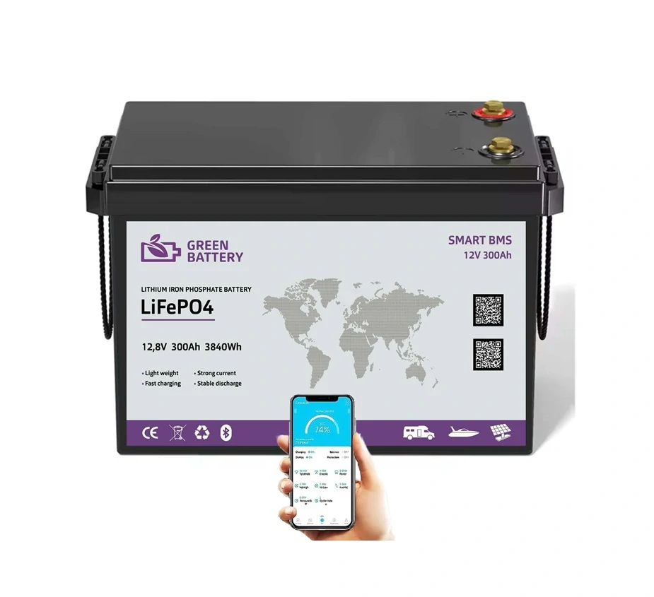 Baterie LiFePO4 12,8V 300Ah, 3840Wh, smart BMS, Lithium-železo-fosfátová baterie, BMS 200A