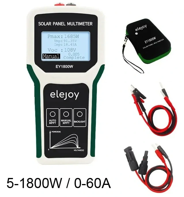 Solární multimetr, měřák výkonu solárních panelů, rozsah měření 5-1800W, 0-60A, 20-120V