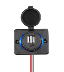 Duální USB nabíječka zásuvka pro nabíjení do karavanu 2x QC3 12V-24V, odstranitelná gumová krytka