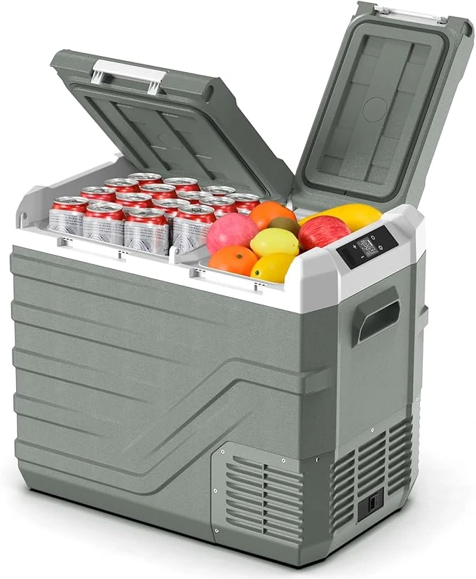 Autochladnička kompresorová Alpicool, dvouzonová autolednice, objem 40l, napájení 12V, 24V nebo 230V, LCD displej, nastavitelná dvířka