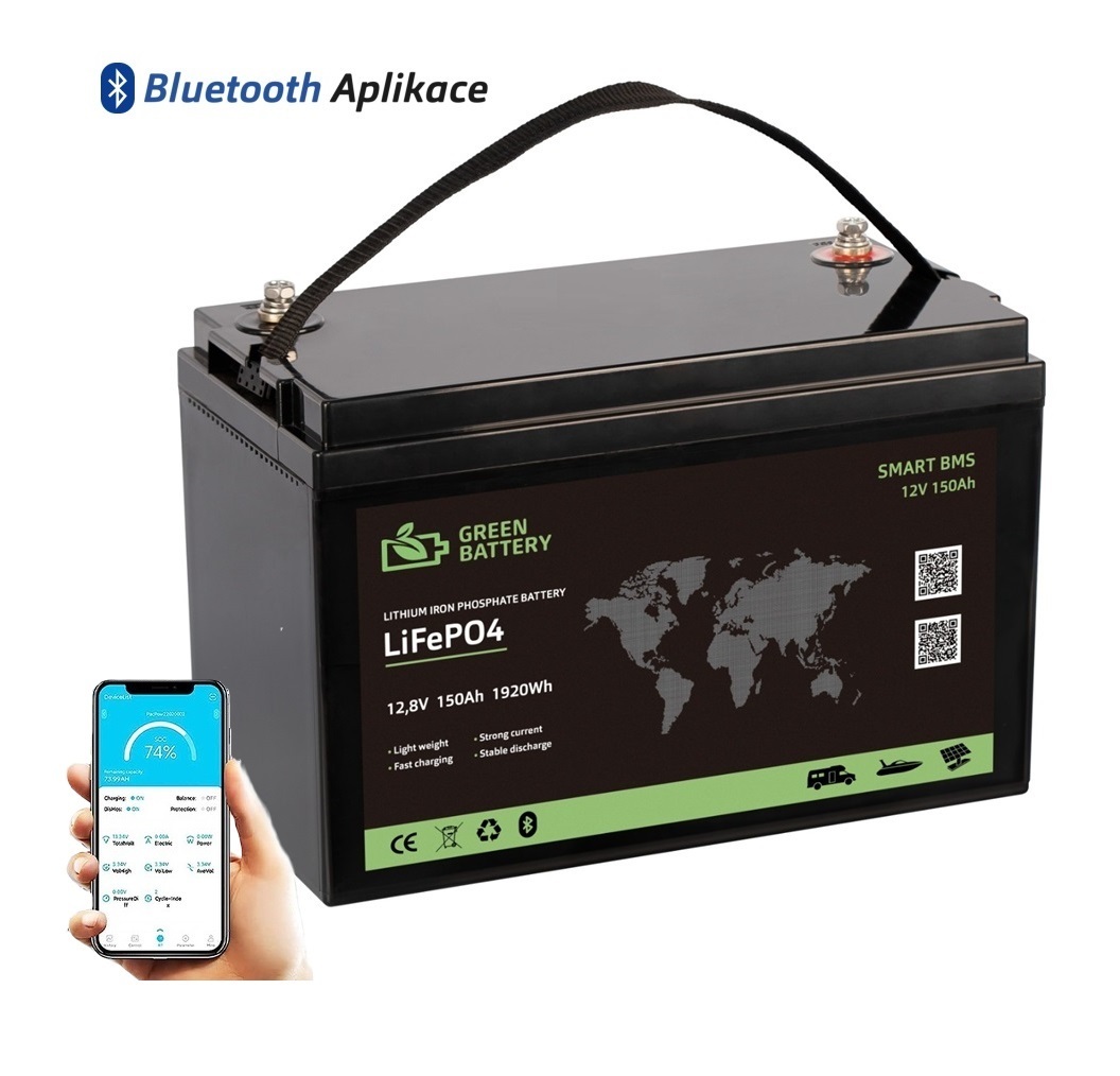 Baterie LiFePO4 12,8V 150Ah, 1920Wh, Lithium-železo-fosfátová baterie, smart Bluetooth BMS