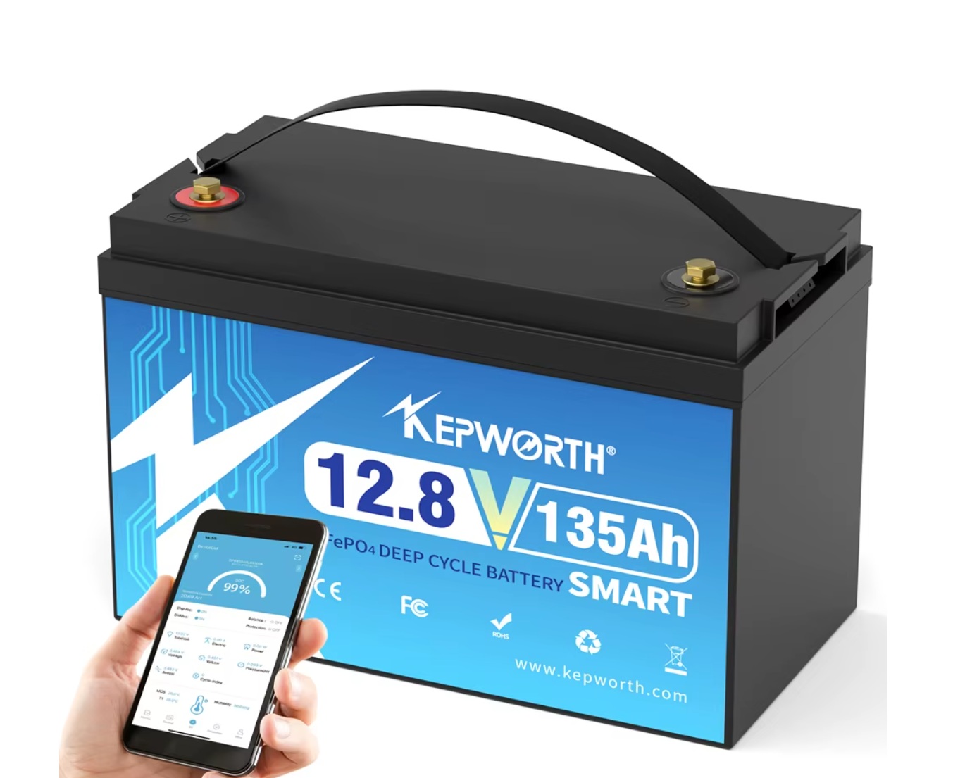 Baterie LiFePO4 12,8V 135Ah, 1728Wh, Lithium-železo-fosfátová baterie, smart BMS