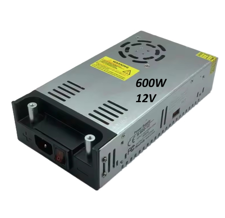 Transformátor elektronický, 12V, 50A, 600W, převaděč napětí z 240V na 12V, aktivní chlazení ventilátorem