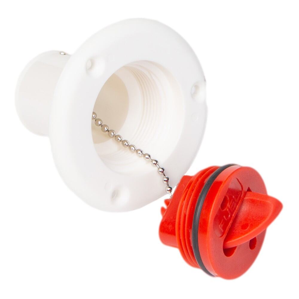 Seaflo nálevka s červeným víčkem s nápisem fuel pro hadice 38-40mm, bílá