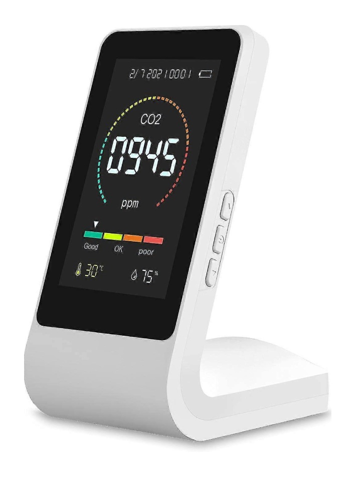 Detektor CO2, napájení USB-C nebo 3xAA baterie rozsah měření 400-5000 PPM
