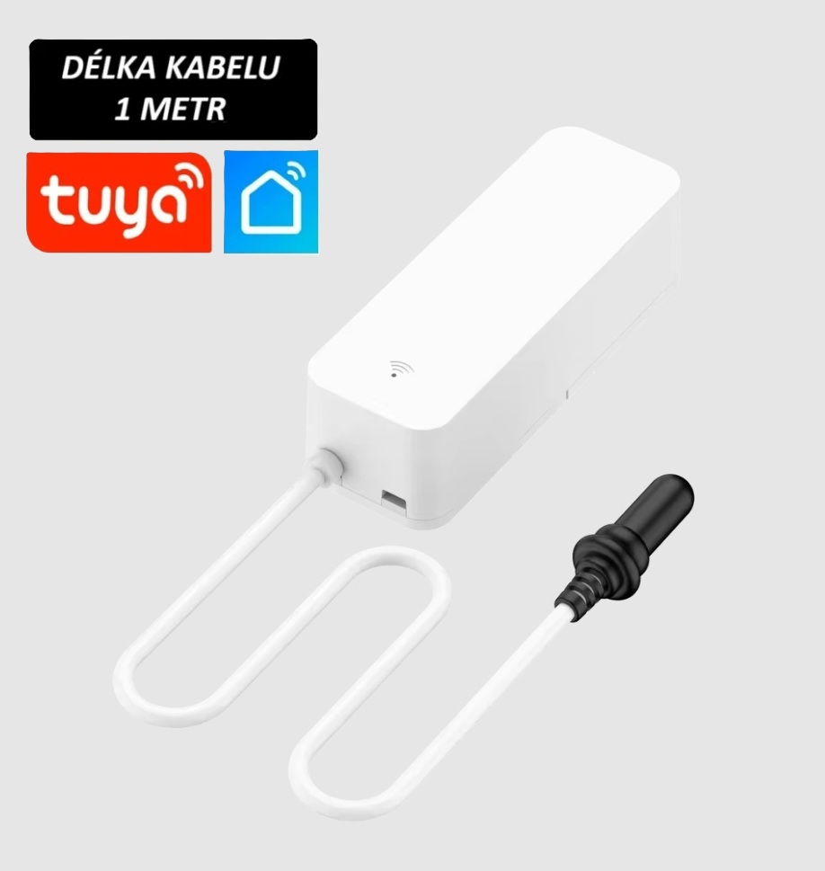 Wifi smart teplotní senzor s měřením vlhkosti a vzdáleným kabelovým senzorem 1m, rozsah měření -40°C - 120°C, Tuya/Smart Life