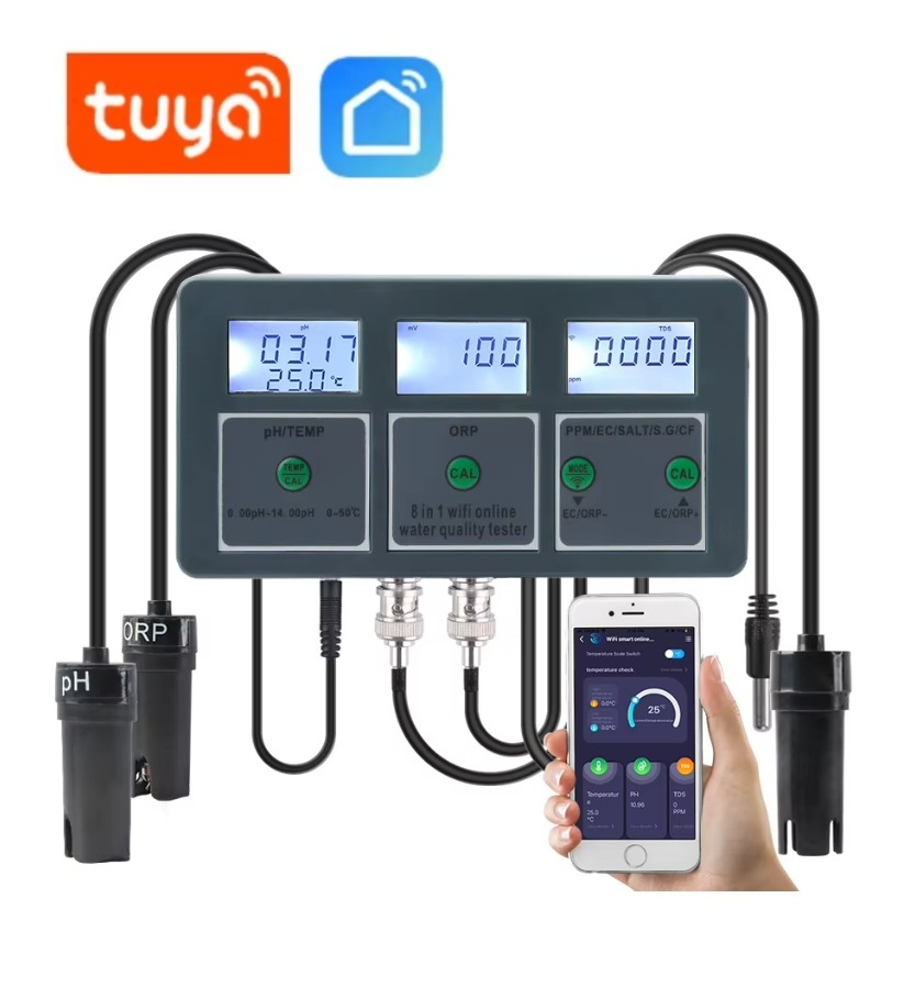 Online Wifi monitor kvality vody pro akvária nebo hydroponické systémy, měření PH a EC, možnost vzdáleného sledování