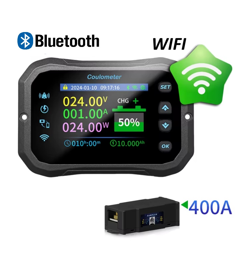 JT WIFI Sledovač stavu baterie a odpojovač pro baterie s napětím od 9 do 120V, proudová zátěž max. 400A, možnost sledování prostřednictvím wifi i bluetooth v mobilním telefonu
