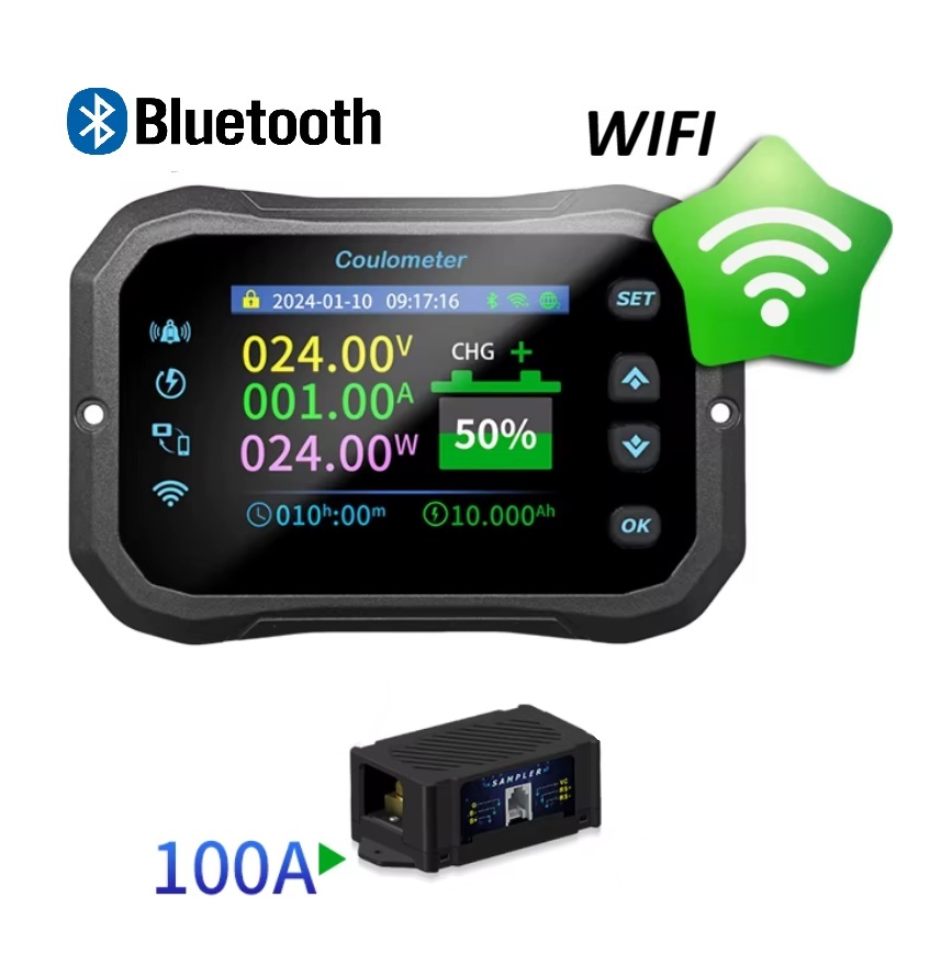 JT WIFI Sledovač stavu baterie a odpojovač pro baterie s napětím od 9 do 120V, proudová zátěž max. 100A, možnost sledování prostřednictvím wifi i bluetooth v mobilním telefonu