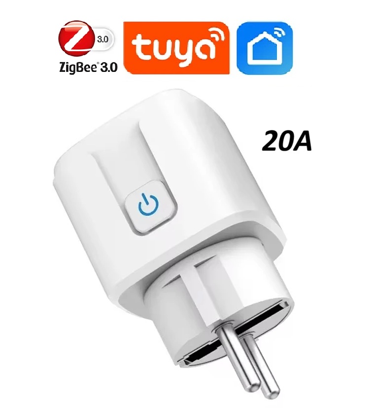 Chytrá Zigbee 3.0 zásuvka 20A s měřením spotřeby – Tuya / Smart Life, Google Home & Alexa