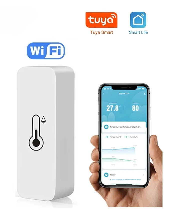 Tuya Wifi Chytrý Teploměr a Vlhkoměr – WiFi Senzor pro Google Home a Alexa