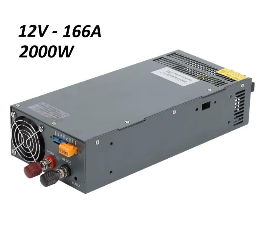 Transformátor elektronický, 12V, 166A, 2000W, převaděč napětí z 240V na 12V, aktivní chlazení ventilátorem