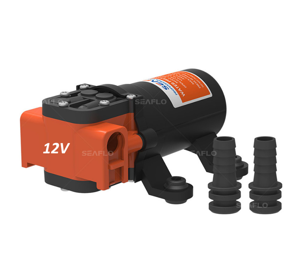 Tlakové membránové čerpadlo 3,8l/min, tlak 40PSI (2,8bar), napájení 12V, Seaflo