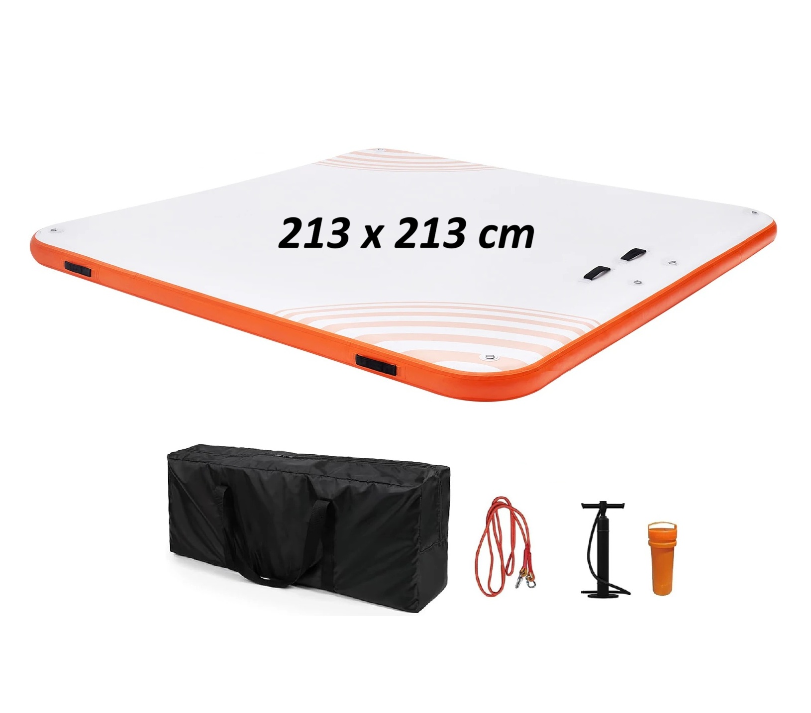 Nafukovací plovoucí molo / dok 213 x 213 cm s protiskluzovým povrchem, vysoká pevnost a nosnost, nafukovací ventil typu H-R (paddleboard)