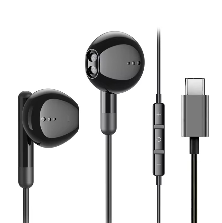 USB-C sluchátka pro iPhone 15, Samsung a POCO a další značky s konektorem typu USB-C s mikrofonem integrovaným na kabelu barva červená